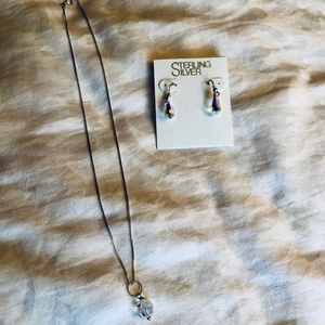 Matching Crystal Earring and Necklace Set